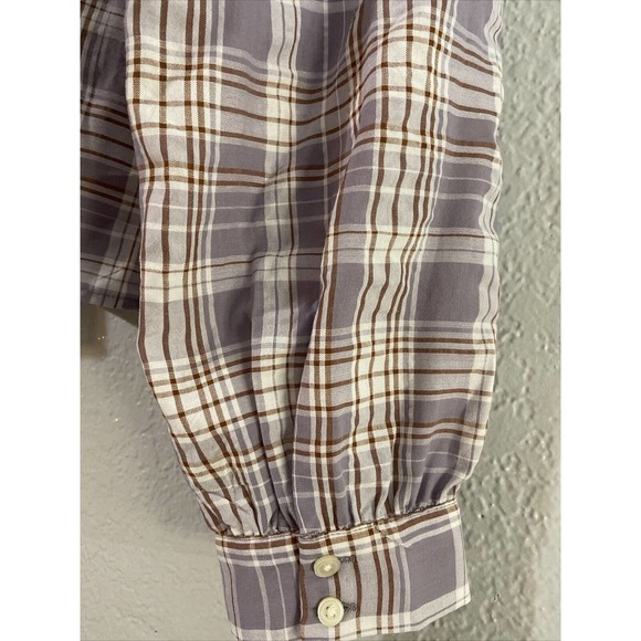 Ann Taylor LOFT Plaid Ruffle Cropped Blouse Large - Picture 7 of 9